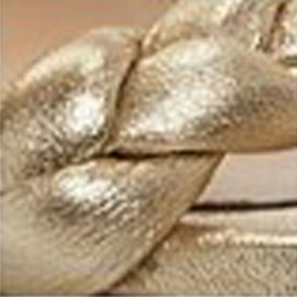 New Stuart Weitzman Playa Metallic Braided 6 Platinum Gold Leather Slip On Heels - Picture 4 of 7